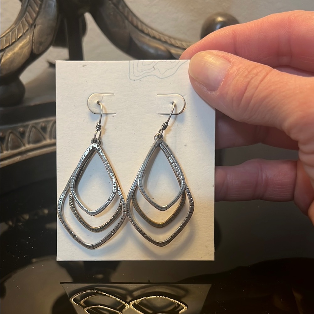 James Avery Retired Forged Elements Sterling and Bronze Dangle Earrings